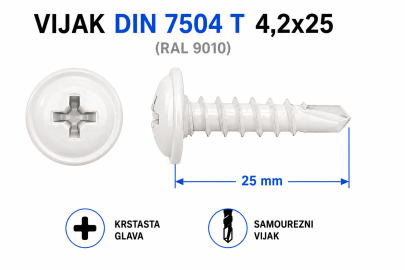 VIJAK DIN 7504 T 4,2x25 (RAL 9010)